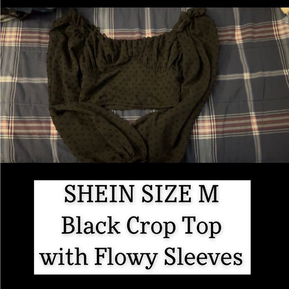 Shein Balloon sleeve black crop top
